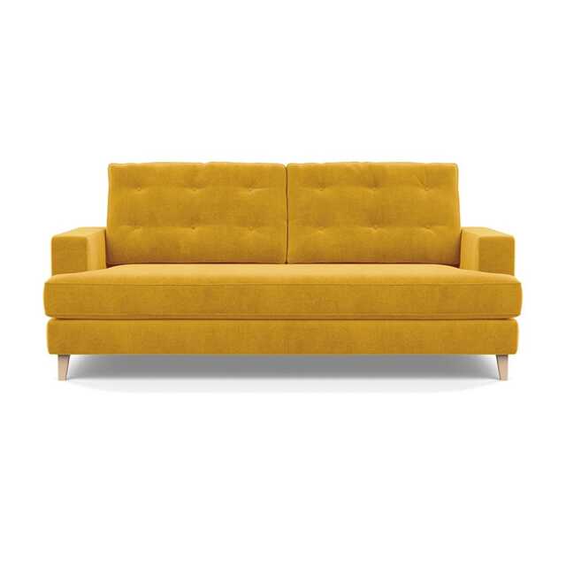 Heal's Mistral 3 Seater Sofa Smart Luxe Velvet Canary Natural Feet