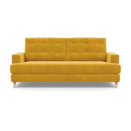 Heal's Mistral 3 Seater Sofa Smart Luxe Velvet Canary Natural Feet
