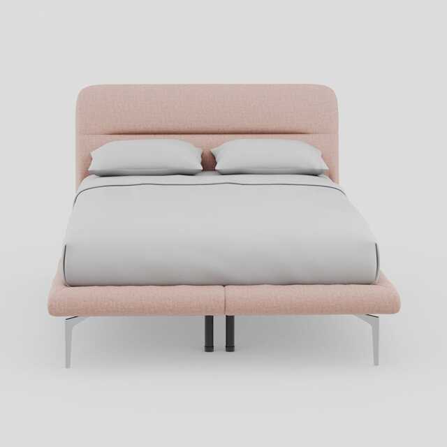 Heal's Gia Bed Double Siena Cotton Dusky Pink Slats, Chrome Feet