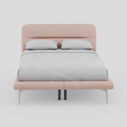 Heal's Gia Bed Double Siena Cotton Dusky Pink Slats, Chrome Feet