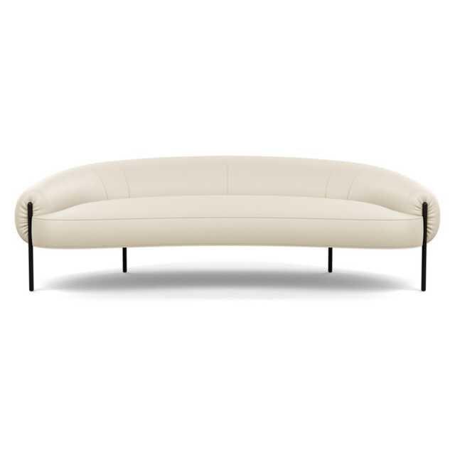 Heal's Isola 3 Seater Sofa Leather Grain Storm 006 Black Feet