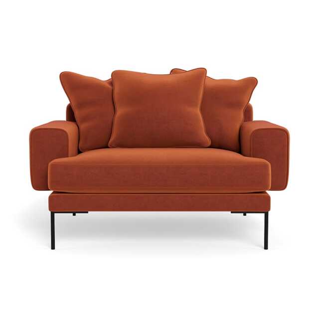 Heal's Torrington Loveseat Cotton Velvet Russet Black Feet - image 1