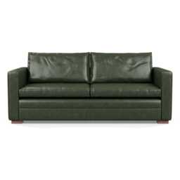 Heal's Palermo 3 Seater Sofa Stonewash Leather Vintage Green 278 Walnut Feet