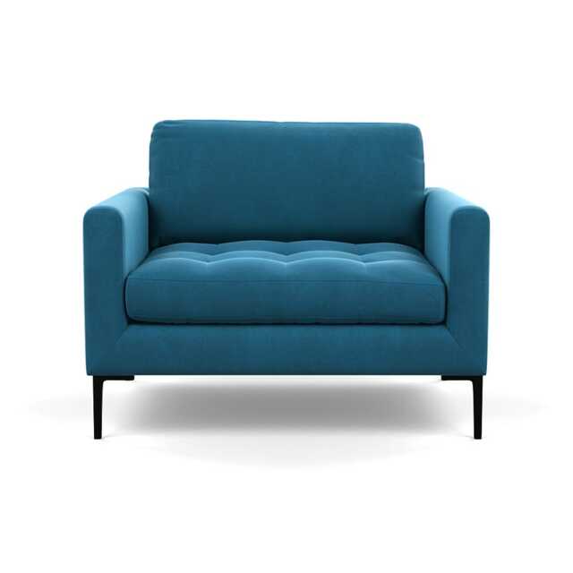 Heal's Eton Loveseat Smart Velvet Ocean Black Feet