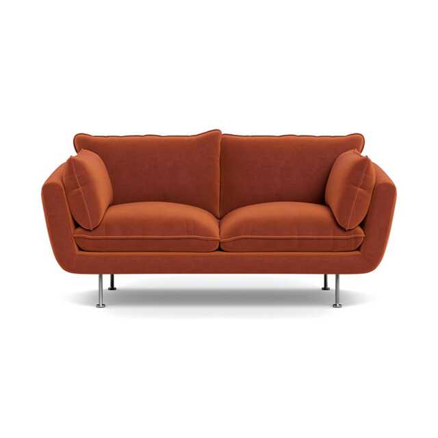 Heal's Allora 2 Str Sofa Cotton Velvet Russet Stainless Steel Feet