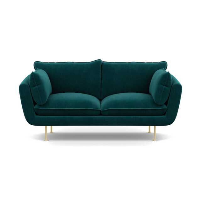 Heal's Allora 2 Seater Sofa Smart Luxe Velvet Ocean Brass Feet