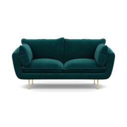 Heal's Allora 2 Seater Sofa Smart Luxe Velvet Ocean Brass Feet