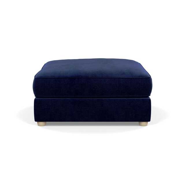 Heal's Tailor Footstool Smart Luxe Velvet Midnight Natural Beech Feet