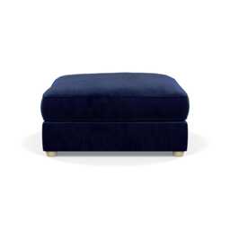 Heal's Tailor Footstool Smart Luxe Velvet Midnight Natural Beech Feet