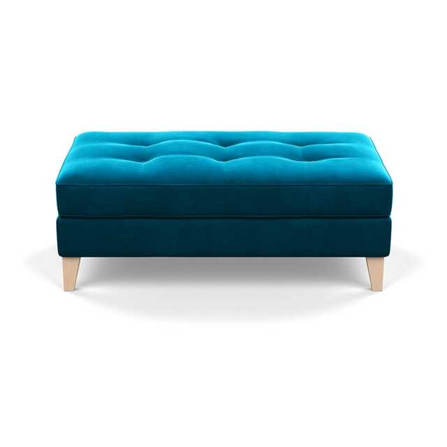 Heal's Mistral Footstool Velvet Teal Natural Feet