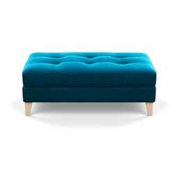Heal's Mistral Footstool Velvet Teal Natural Feet