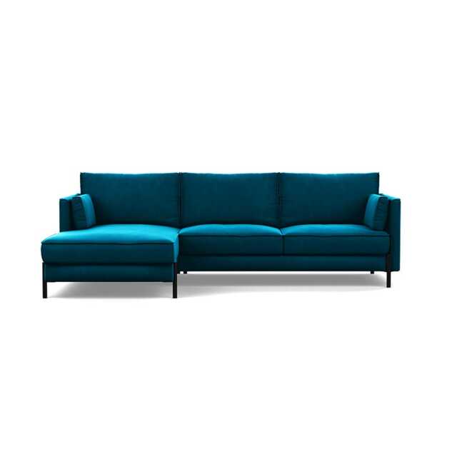 Heal's Tortona Left Hand Facing 4 Seater Corner Chaise Velvet Teal Black Feet - image 1