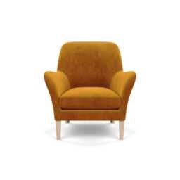 Heal's Wallis Armchair Smart Luxe Velvet Cognac Natural Ash Feet - thumbnail 1