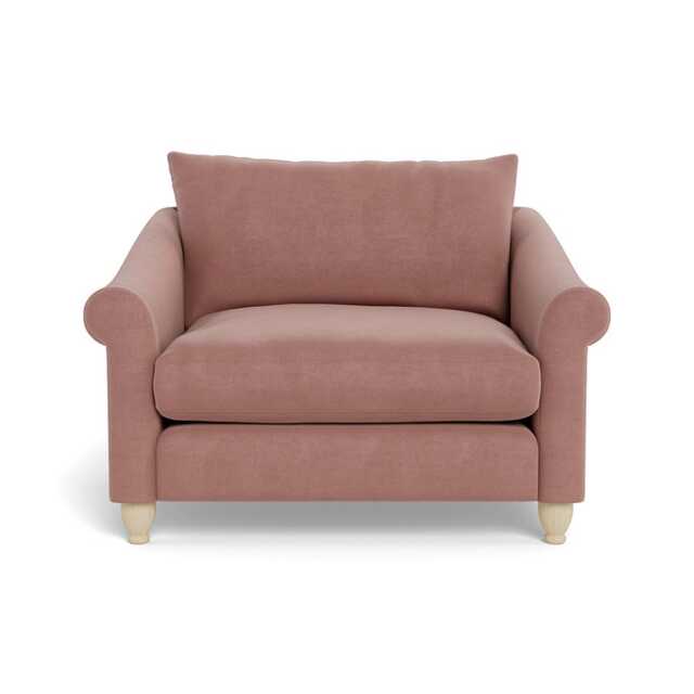 Heal's Devon Loveseat Smart Luxe Velvet Dusky Pink Natural Beech Feet - image 1