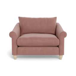 Heal's Devon Loveseat Smart Luxe Velvet Dusky Pink Natural Beech Feet - thumbnail 1