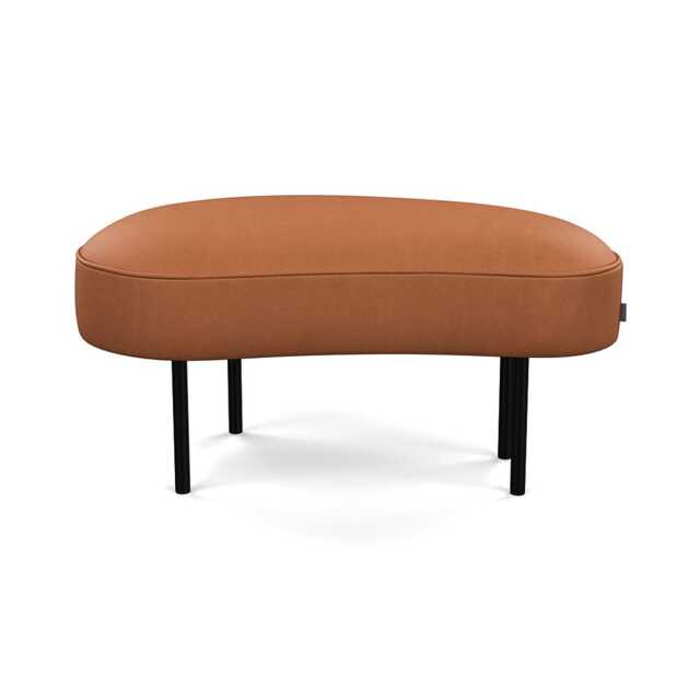 Heal's Isola Small Ottoman Linea Leather Brown 680 Black Feet