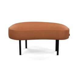 Heal's Isola Small Ottoman Linea Leather Brown 680 Black Feet