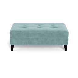 Heal's Mistral Footstool Smart Luxe Velvet Mineral Blue Black Feet