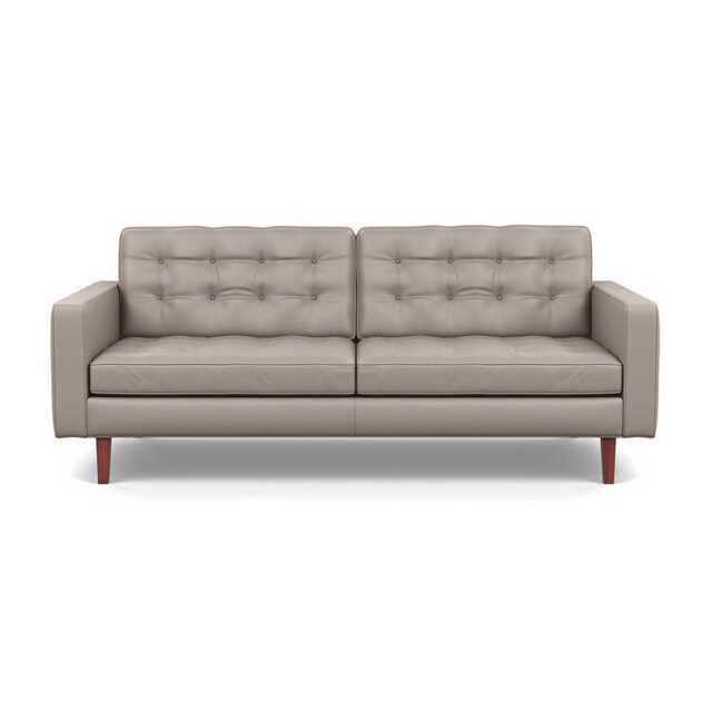 Heal's Hepburn 3 Seater Grain Leather Light Grey 060 Walnut Feet - image 1