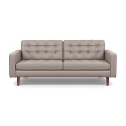 Heal's Hepburn 3 Seater Grain Leather Light Grey 060 Walnut Feet