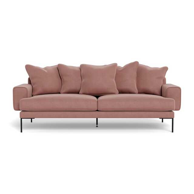 Heal's Torrington 4 Seater Sofa Smart Luxe Velvet Dusky Pink Black Feet