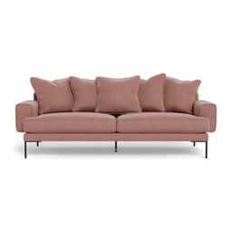 Heal's Torrington 4 Seater Sofa Smart Luxe Velvet Dusky Pink Black Feet
