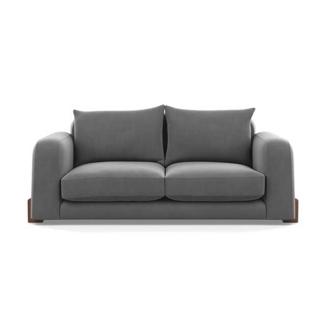 Heal's Nuvola 2 Seater Sofa Smart Velvet Mercury Walnut Stained Feet