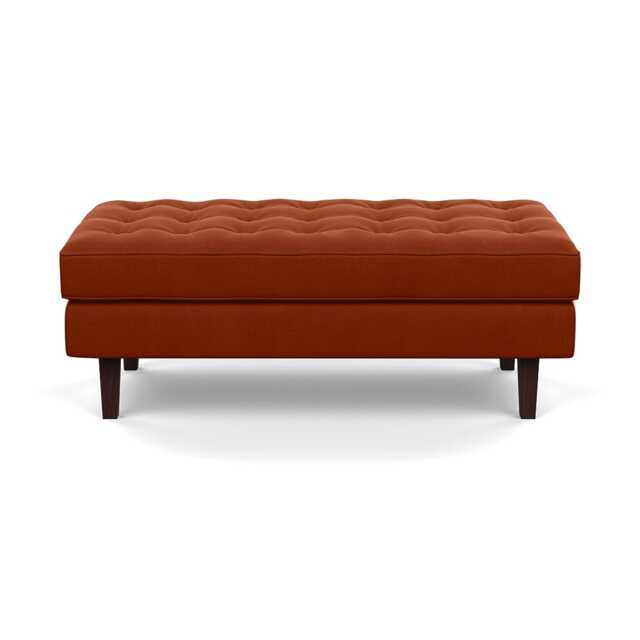 Heal's Hepburn Ottoman in Nobilis Velvet Rust Black Feet