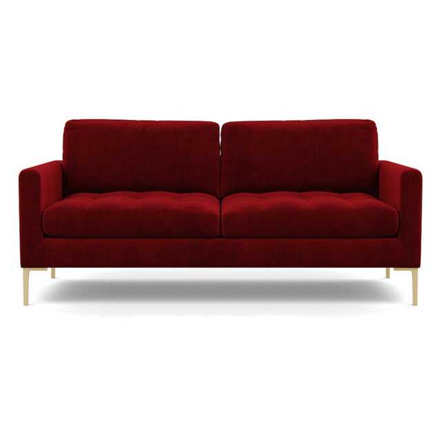 Heal's Eton 3 Seater Sofa Smart Luxe Velvet Mulberry Brass Feet
