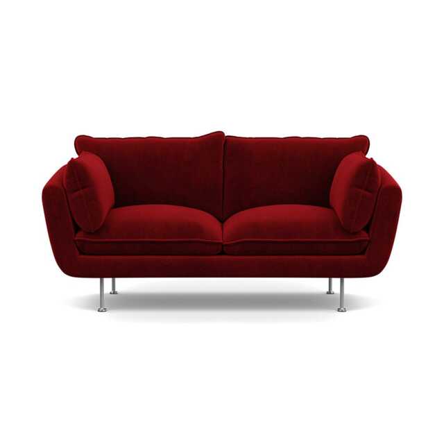 Heal's Allora 2 Seater Sofa Smart Luxe Velvet Mulberry Stainless Steel Feet