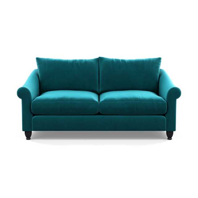 Heal's Devon 3 Seater Smart Velvet Petrol Black Stain Beech Feet
