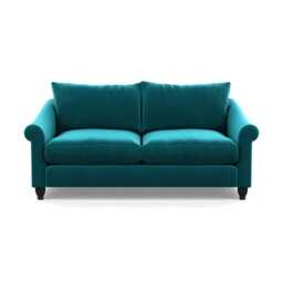 Heal's Devon 3 Seater Smart Velvet Petrol Black Stain Beech Feet