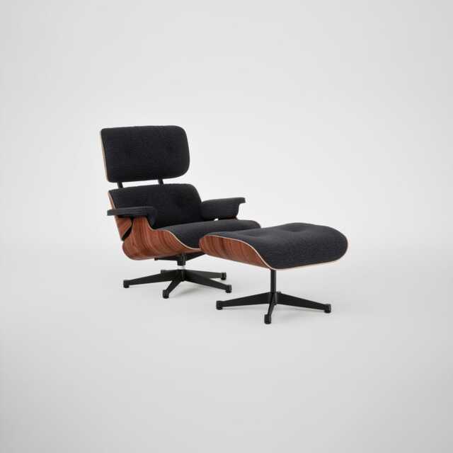 Vitra Eames Lounge Chair & Ottoman Santos Palisander Cont. Nubia 11 Anthracite Polished Black Base 05