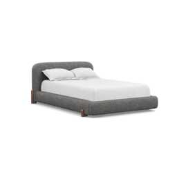 Heal's Nuvola Double Bed Melton Wool Shale Walnut Stained Oak Feet