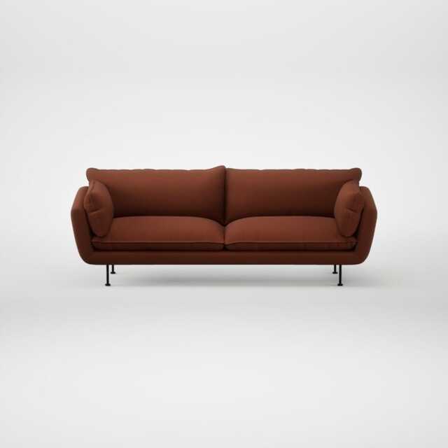 Heal's Allora 4 Seater Sofa Smart Cotton Linen Rust Black Feet