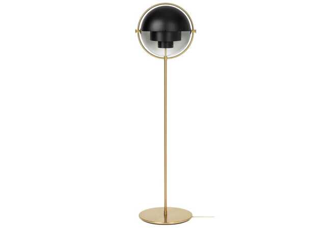 Gubi Multilite Floorlight Brass Base Black Shade