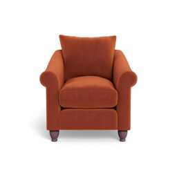 Heal's Devon Armchair Cotton Velvet Russet Walnut Feet