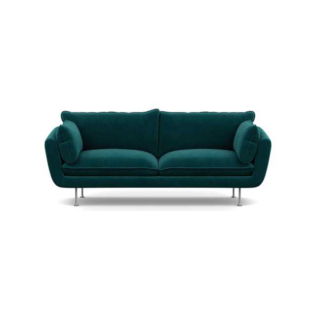 Heal's Allora 3 Seater Sofa Smart Luxe Velvet Ocean Stainless Steel Feet