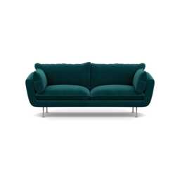Heal's Allora 3 Seater Sofa Smart Luxe Velvet Ocean Stainless Steel Feet