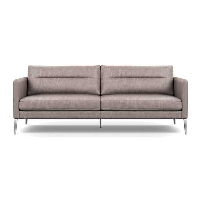 Heal's Altamura 3 Seater Sofa Old England Leather Grey Stainless Steel Feet