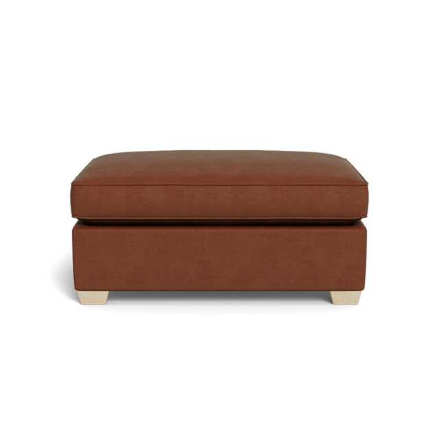 Heal's Torino Footstool Smart Luxe Velvet Tawny Natural Feet