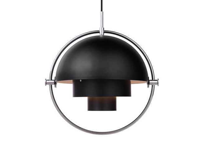 Gubi Multi Lite Pendant Chrome Base Black Shade