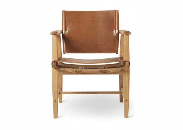 Carl Hansen & Son BM1106 Huntsman Chair Oiled Oak Cognac Leather with Brass