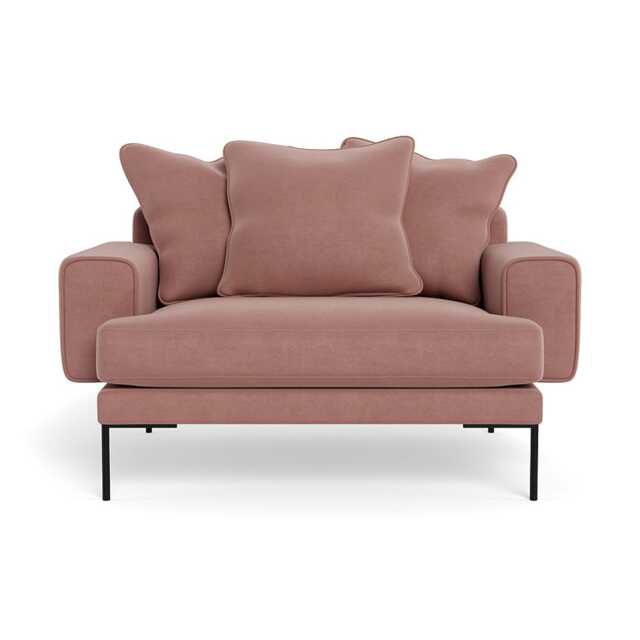 Heal's Torrington Loveseat Smart Luxe Velvet Dusky Pink Black Feet - image 1