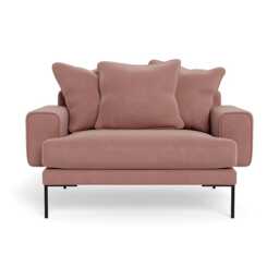 Heal's Torrington Loveseat Smart Luxe Velvet Dusky Pink Black Feet - thumbnail 1