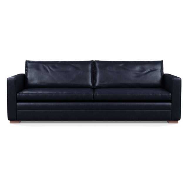 Heal's Palermo 5 Seater Sofa Stonewash Leather Black 263 Walnut Feet