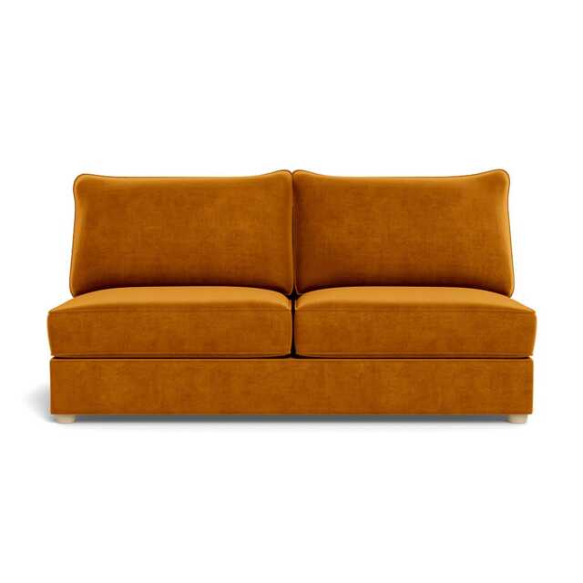 Heal's Tailor Large Armless Unit Smart Luxe Velvet Cognac Natural Feet