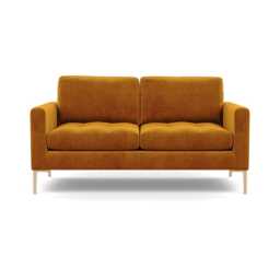 Heal's Eton 2 Seater Sofa Smart Luxe Velvet Cognac Brass Feet