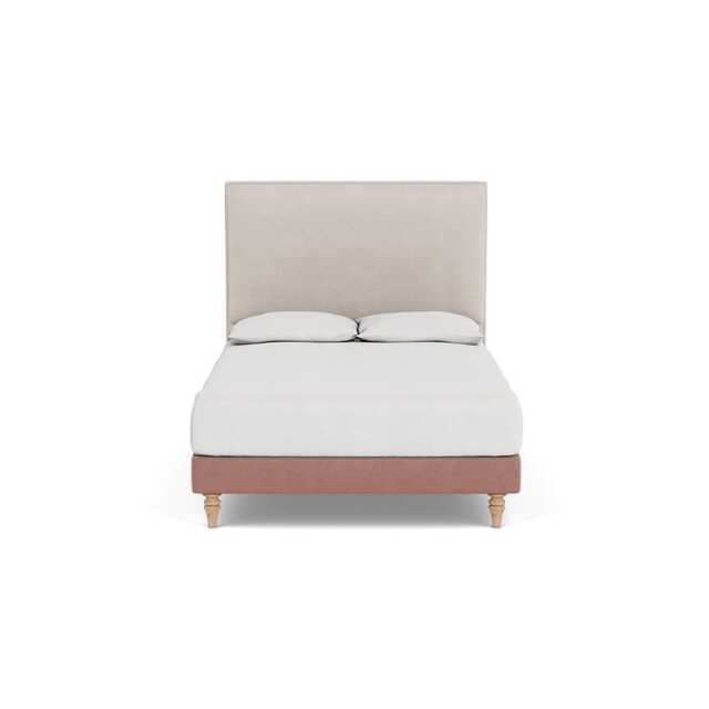 Heal's Shallow Divan Double Smart Luxe Velvet Dusky Pink Light Turned Solid Wood - image 1
