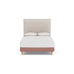 Heal's Shallow Divan Double Smart Luxe Velvet Dusky Pink Light Turned Solid Wood